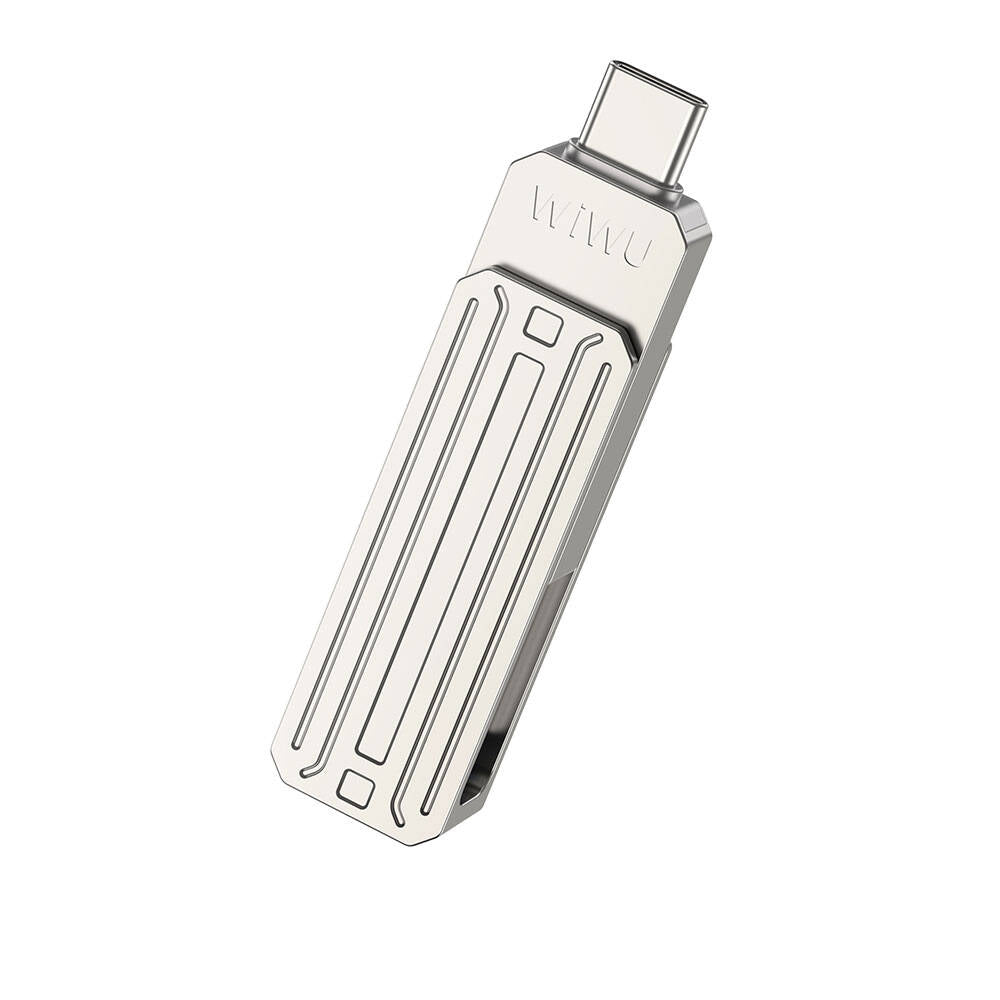 Wiwu Wi-FD001 3in1 USB3.2 Sürücü Disk USB-A + Lightning + Type-C OTG 256 GB Gümüş