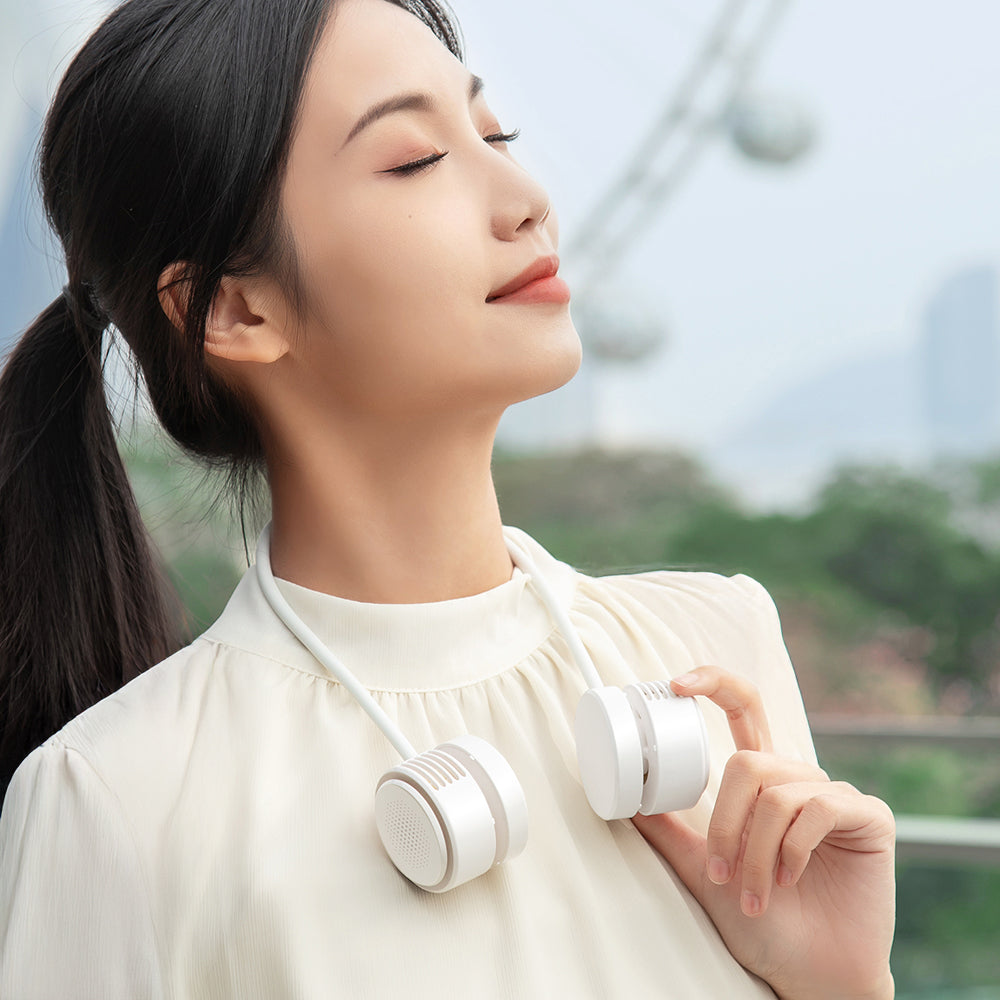 Wiwu Wi-FS014 Twins Neck Portable Rechargeable Neck Fan White