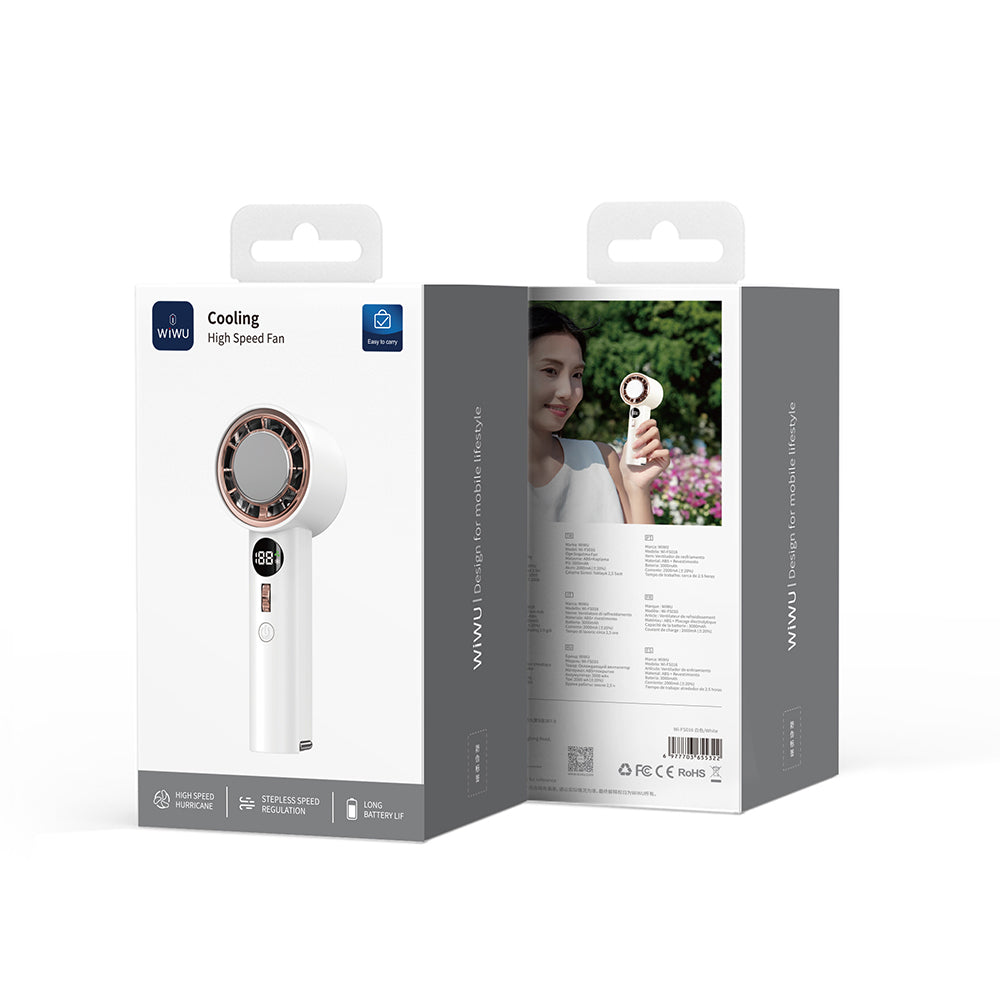 Wiwu Wi-FS016 Digital LED Display Cooling Hand Fan White 