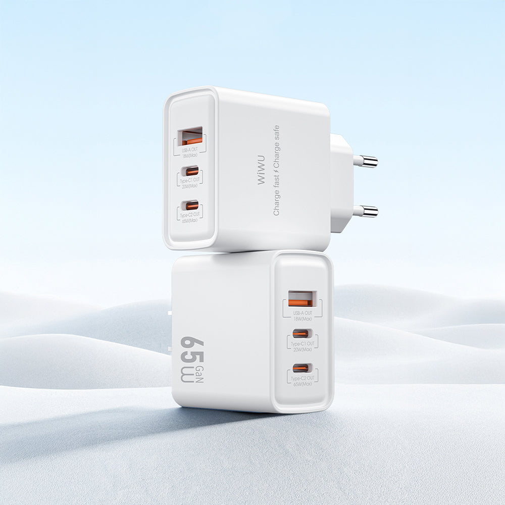 Wiwu Wi-G005 Essen Serisi GaN Tech PD Hızlı Şarj Özellikli Şarj Başlığı 65W Beyaz