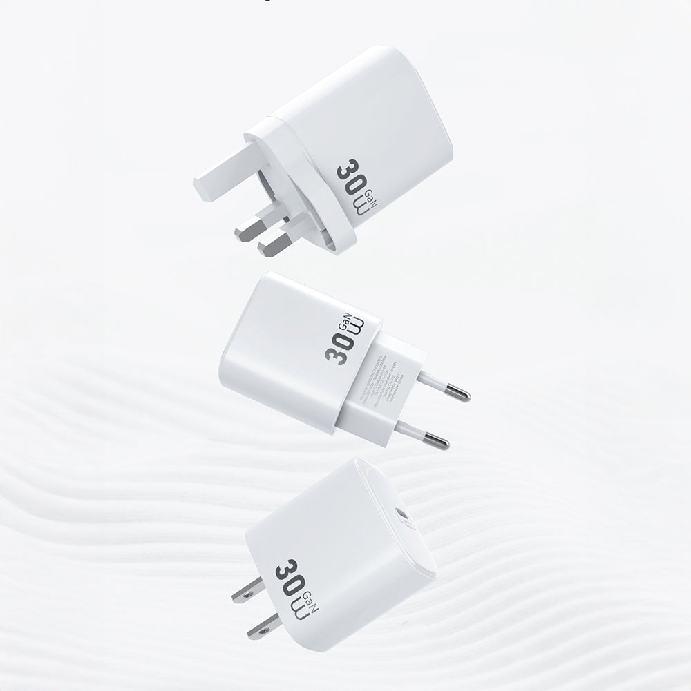 Wiwu Wi-G008 Essen Serisi GaN Tech PD Hızlı Şarj Başlığı Type-C to Type-C PD 30W Kablolu Şarj Seti Beyaz