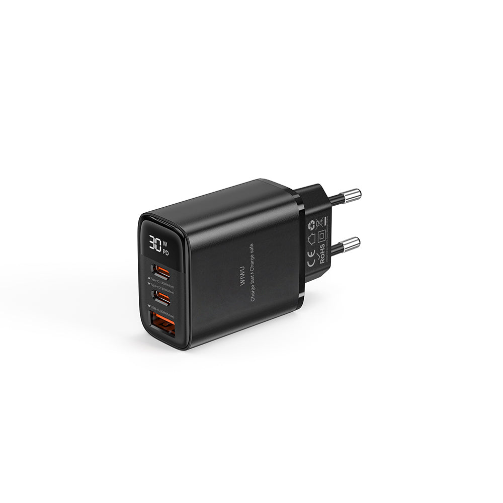 Wiwu Wi-G010 Firefly Serisi GaN Tech PD Hızlı Şarj Özellikli Şarj Başlığı 30W Siyah