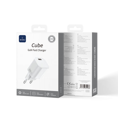 Wiwu Wi-G014 Cube Serisi GaN Tech PD Hızlı Şarj Özellikli Mini Şarj Başlığı 20W Beyaz