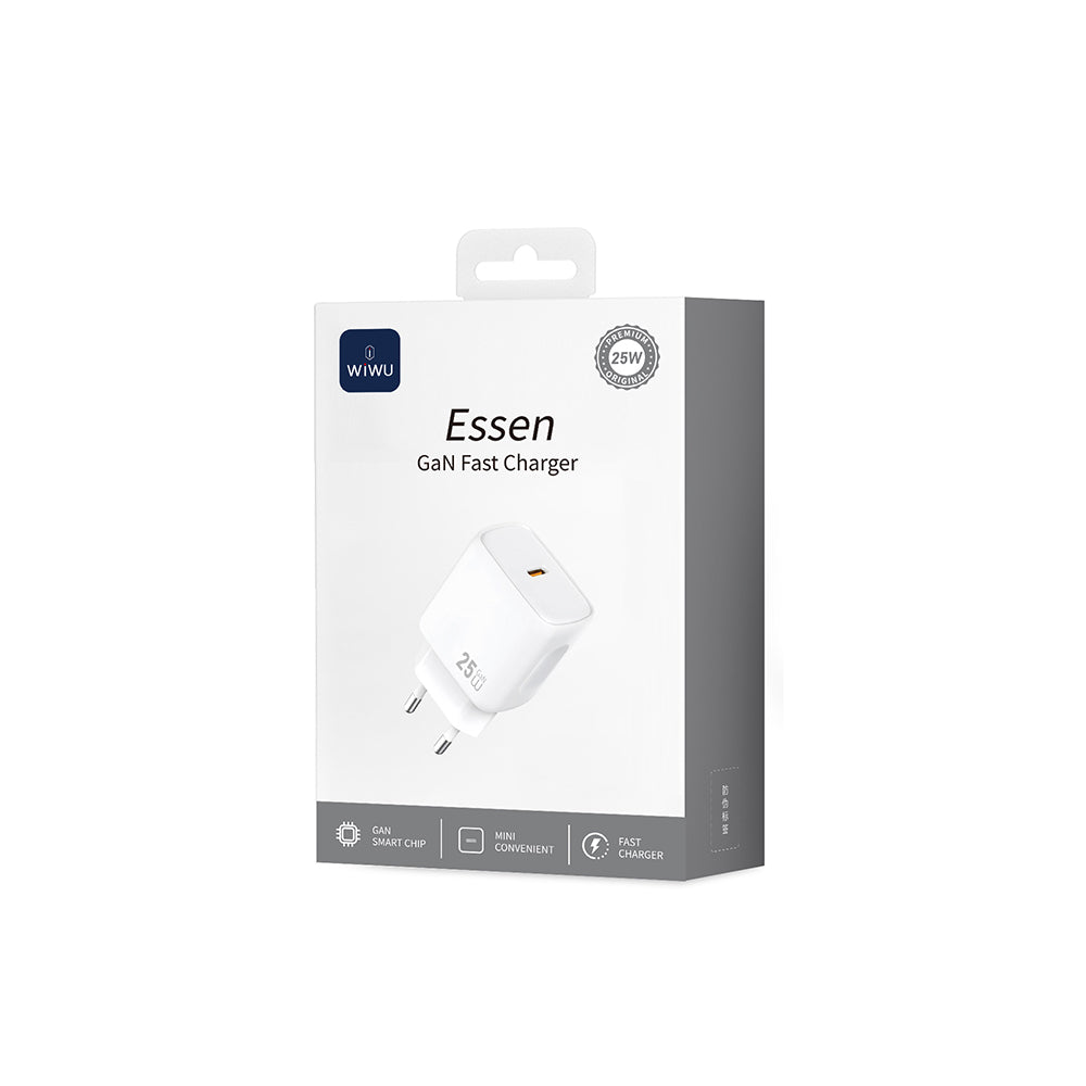 Wiwu Wi-G016 Essen Serisi GaN Tech PD Hızlı Şarj Özellikli Şarj Başlığı 25W Beyaz