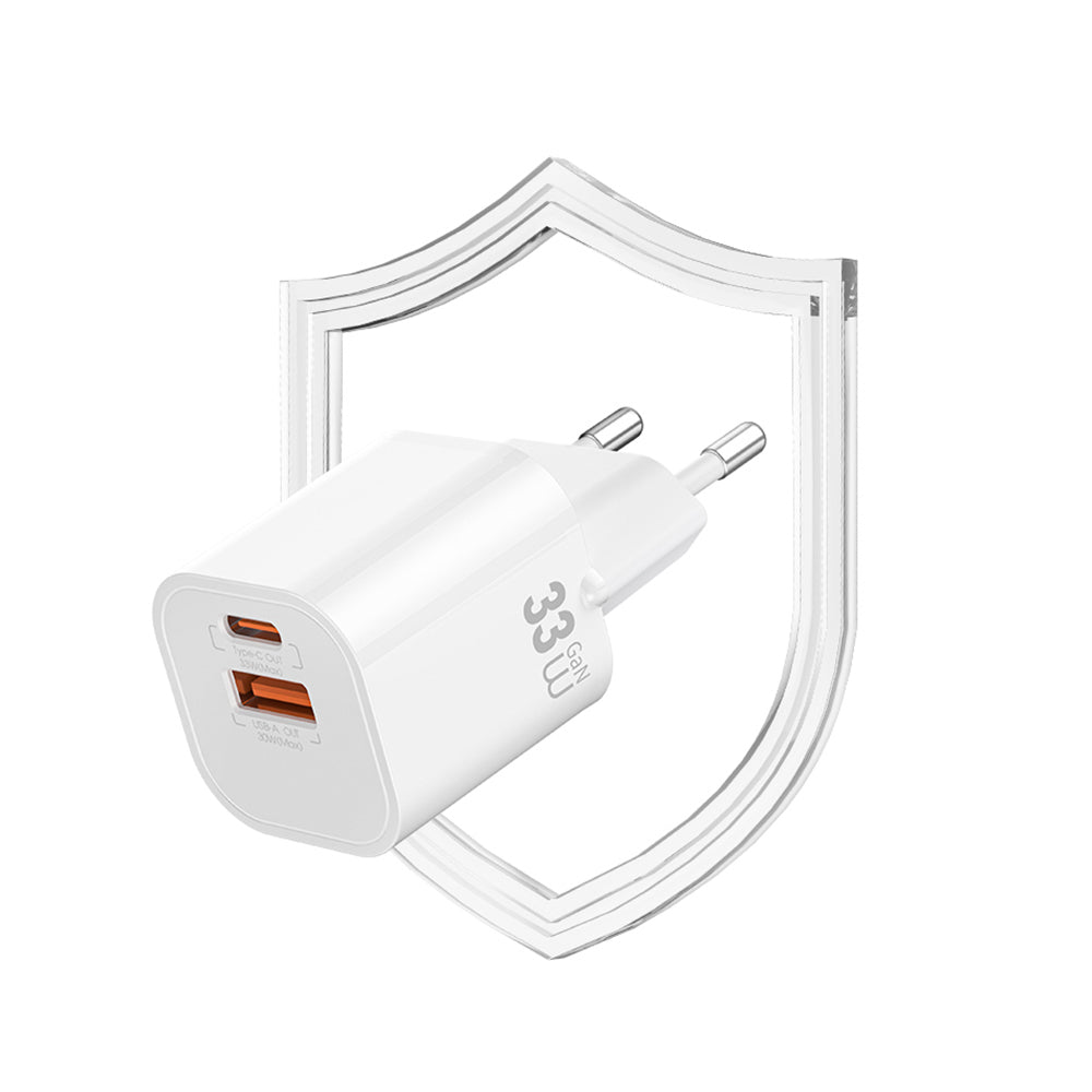 Wiwu Wi-G017 Cube Serisi Type-C PD & USB-A GaN Tech PD Hızlı Şarj Özellikli Mini Şarj Başlığı 33W Beyaz