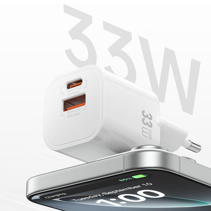 Wiwu Wi-G017 Cube Serisi Type-C PD & USB-A GaN Tech PD Hızlı Şarj Özellikli Mini Şarj Başlığı 33W Beyaz