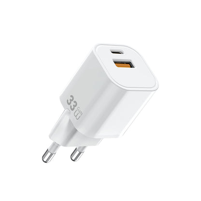 Wiwu Wi-G017 Cube Serisi Type-C PD & USB-A GaN Tech PD Hızlı Şarj Özellikli Mini Şarj Başlığı 33W Beyaz