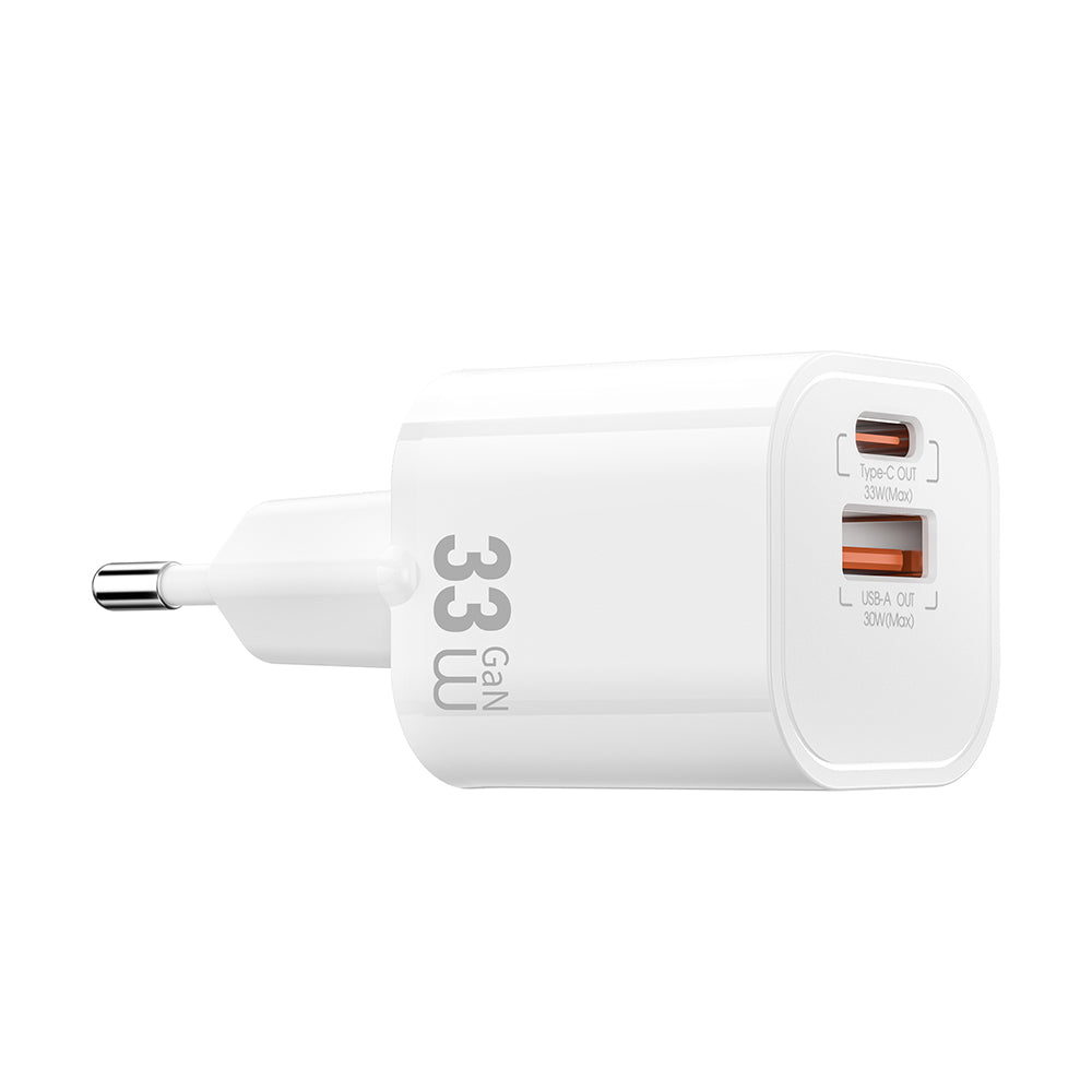 Wiwu Wi-G017 Cube Serisi Type-C PD & USB-A GaN Tech PD Hızlı Şarj Özellikli Mini Şarj Başlığı 33W Beyaz