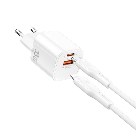Wiwu Wi-G018 Cube Serisi Type-C to Lightning GaN Tech PD Hızlı Şarj Özellikli Kablolu Şarj Seti 33W Beyaz