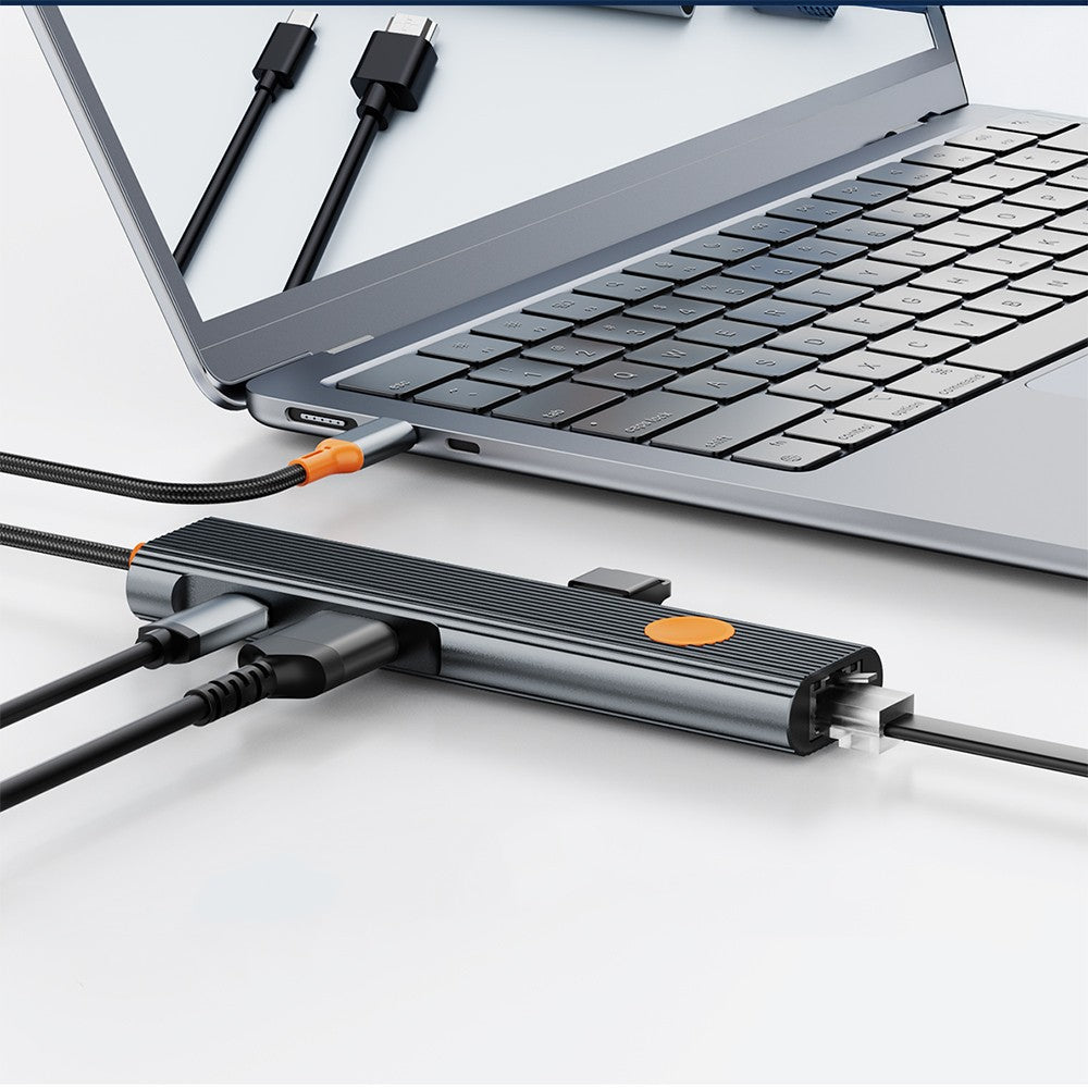 Wiwu Wi-HB005 Travel Serisi 5in1 HDMI (4K@60Hz) Girişli + RJ45 + 100W PD Type-C Hub Bağlantı İstasyonu