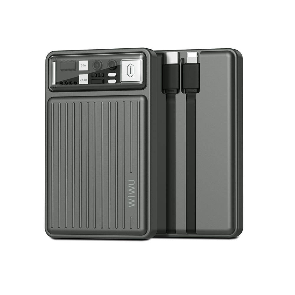 Wiwu Wi-P004 Trunk Serisi Type-C Lightning Çıkışlı Taşınabilir Powerbank PD 22.5W 10000mAh Gri