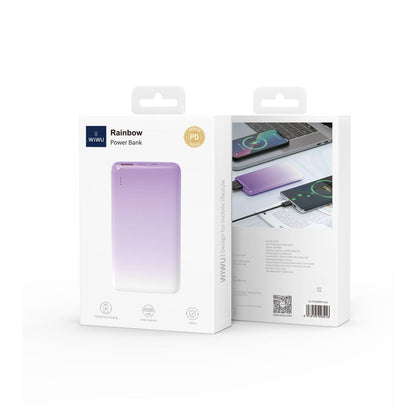 Wiwu Wi-P008 Rainbow LED Işıklı Göstergeli Renkli Taşınabilir Powerbank PD 22.5W 10000mAh Beyaz