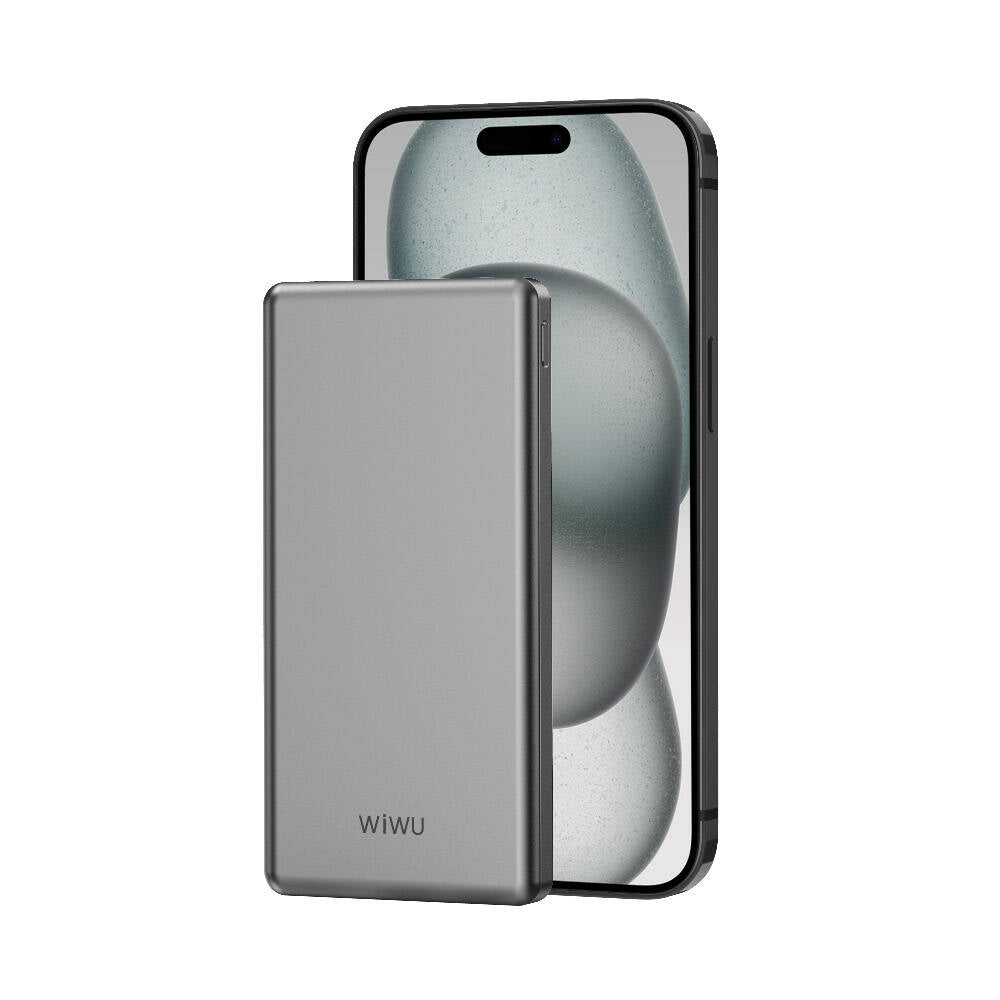 Wiwu Wi-P013 Slim Serisi LED Işık Göstergeli Ultra İnce Taşınabilir Powerbank 10000mAh 22.5W Gri