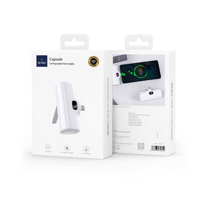 Wiwu Wi-P017 Capsule Serisi 2in1 Mini Taşınabilir Standlı Type-C Powerbank 5000mAh Beyaz