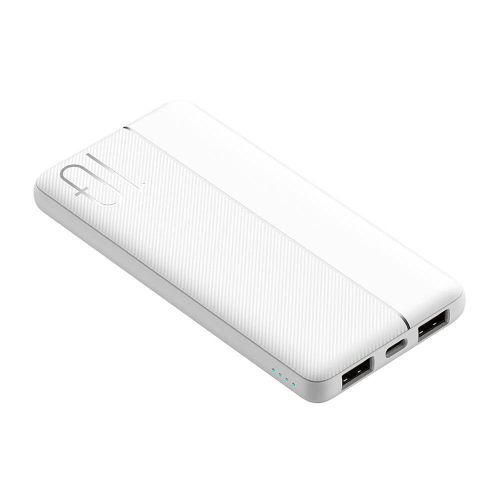 Wiwu Wi-P032 Dual USB-A ve Type-C PD LED Işık Göstergeli Taşınabilir Powerbank 10000mAh Beyaz