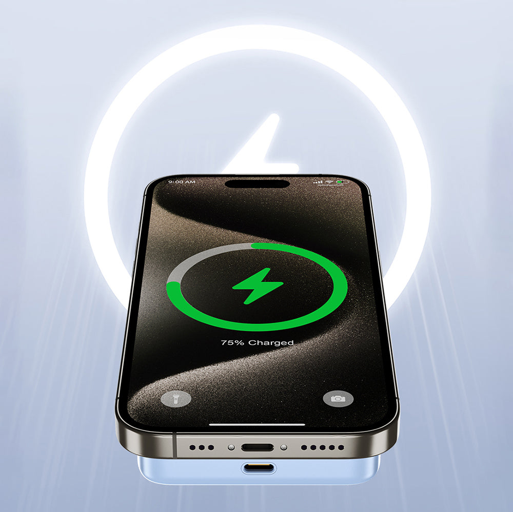 Wiwu Wi-P043 LED Işık Göstergeli Standlı Taşınabilir M-safe Wireless Powerbank 10.000mAh 15W Siyah