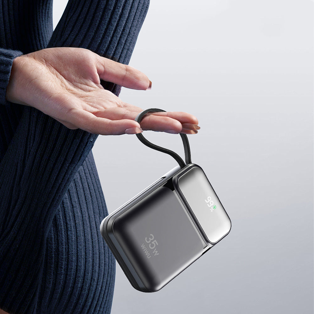 Wiwu Wi-P052 Galaxy Serisi Type-C Lightning Çıkışlı Taşınabilir Powerbank PD 35W 10000mAh Siyah