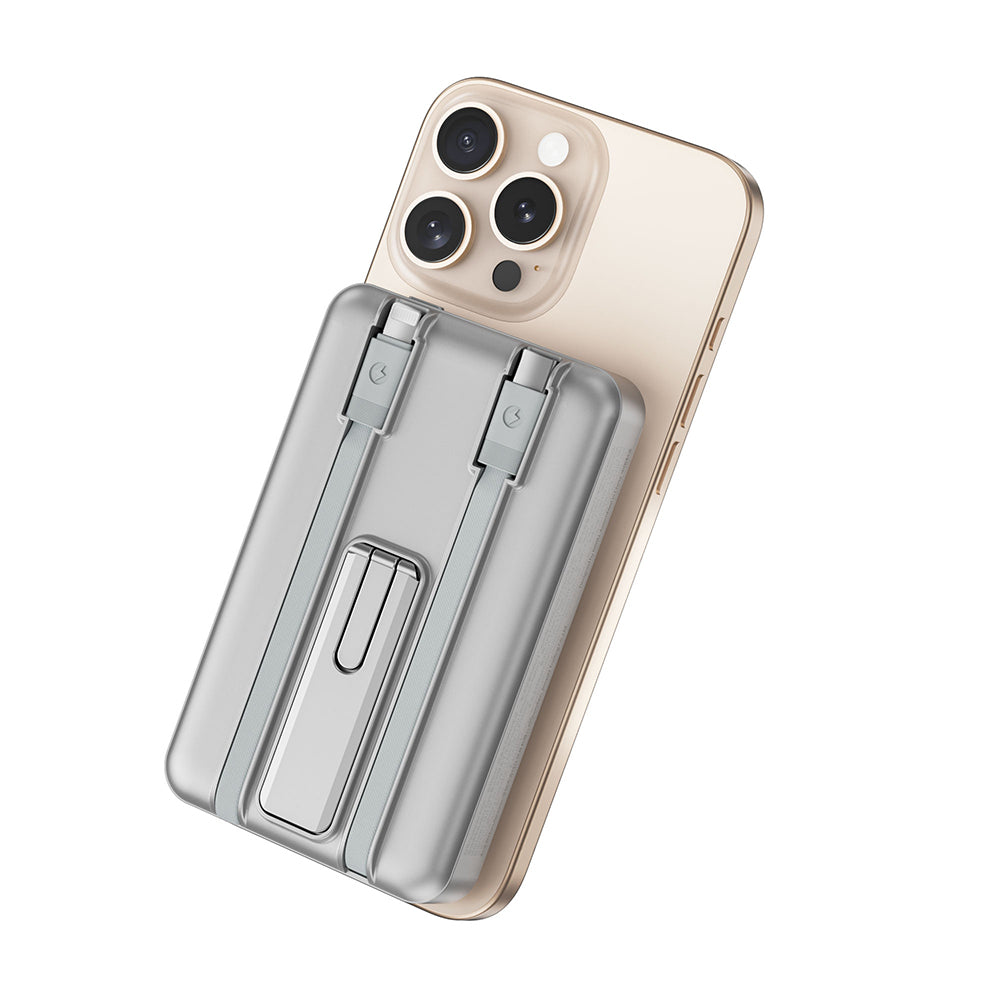 Wiwu Wi-P056 Taşınabilir Wireless Şarj ve PD Hızlı Şarj Özellikli Powerbank 15W 10000mAh Siyah