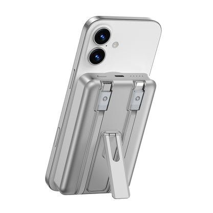 Wiwu Wi-P056 Taşınabilir Wireless Şarj ve PD Hızlı Şarj Özellikli Powerbank 15W 10000mAh Gri