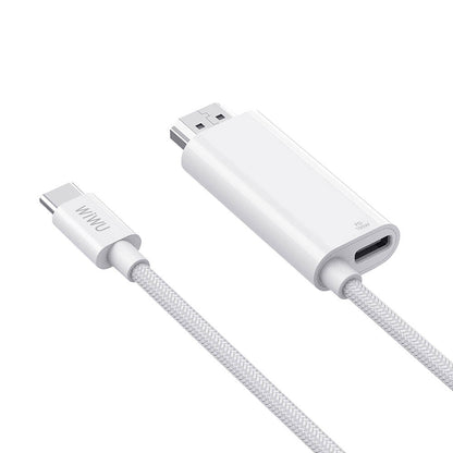Wiwu Wi-PS001 Type-C to HDMI (4K@60Hz) PD Şarj ve Projeksiyon Kablosu 1.8M Beyaz