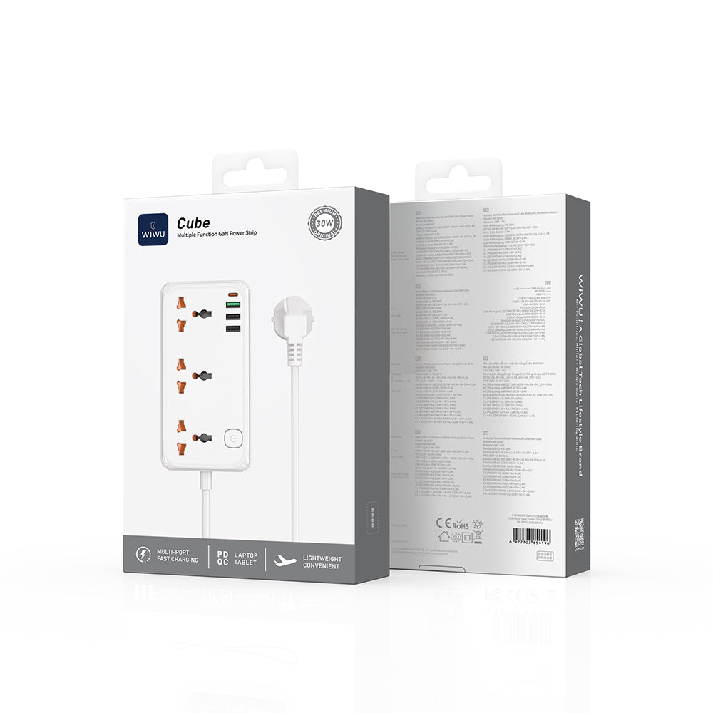 Wiwu Wi-S005 GaN Tech Power Strip Multi Socket 30W White
