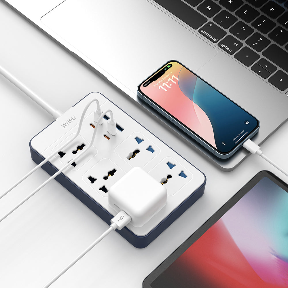 Wiwu Wi-S006 20W GaN Tech Power Strip 11 in 1 Multi Socket White