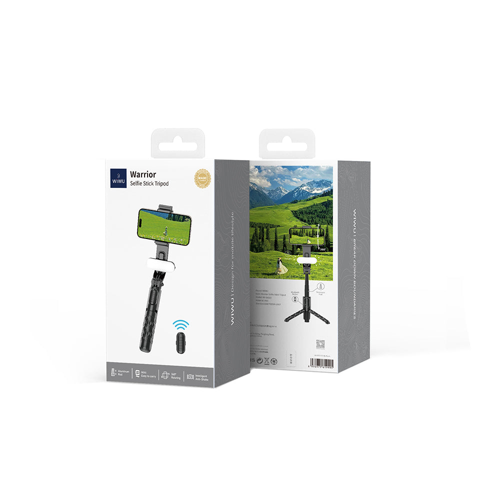 Wiwu Wi-SE013 Telescopic Tripod with Fill Light and Mini Selfie Stick Black