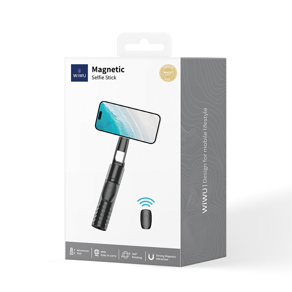 Wiwu Wi-SE014 Magnetic 360 Degree Rotating Remote Selfie Stick and Tripod Black