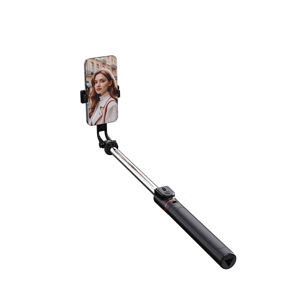 Wiwu Wi-SE015 Canlı Yayın Dolgu Işıklı Teleskopik Tripod ve Selfie Çubuğu Siyah