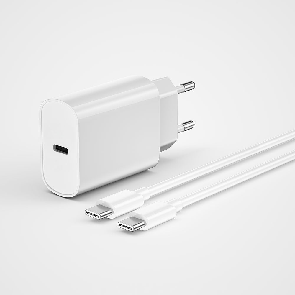 Wiwu Wi-U001 Quick 20W Tek Bağlantılı Şarj Başlığı Type-C to Type-C PD 20W Kablolu Şarj Seti Beyaz