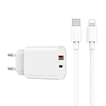 Wiwu Wi-U002 Quick Hızlı Şarj Başlığı Type-C to Lightning PD 20W Kablolu Şarj Seti Beyaz