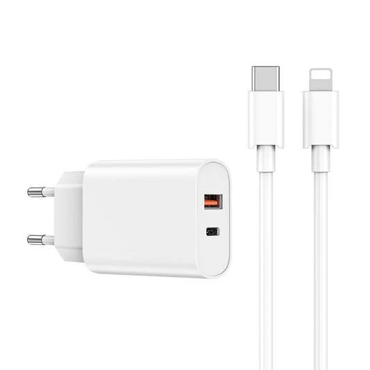 Wiwu Wi-U002 Quick Hızlı Şarj Başlığı Type-C to Lightning PD 20W Kablolu Şarj Seti Beyaz