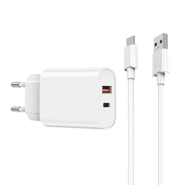 Wiwu Wi-U002 Quick Hızlı Şarj Başlığı USB-A to Type-C PD 20W Kablolu Şarj Seti Beyaz
