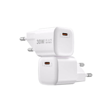 Wiwu Wi-U006 GaN Tech PD Hızlı Şarj Özellikli Seyahat Şarj Başlığı 30W Beyaz