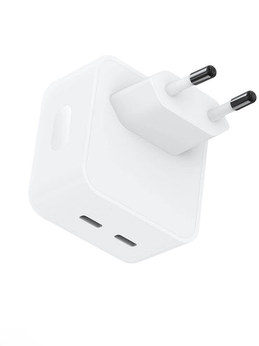 Wiwu Wi-U010 Comet Serisi Dual Type-C Hızlı Şarj Özellikli Seyahat Şarj Başlığı 35W Beyaz