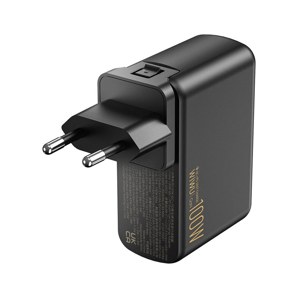 Wiwu Wi-U022W Warrior Series GaN Technology 100W QC+PD Universal Fast Charging Head Black