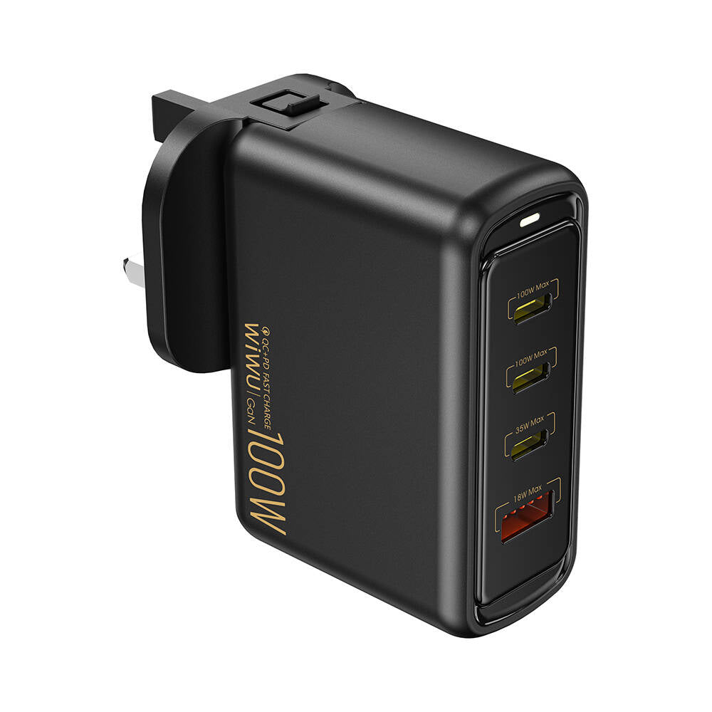 Wiwu Wi-U022W Warrior Series GaN Technology 100W QC+PD Universal Fast Charging Head Black