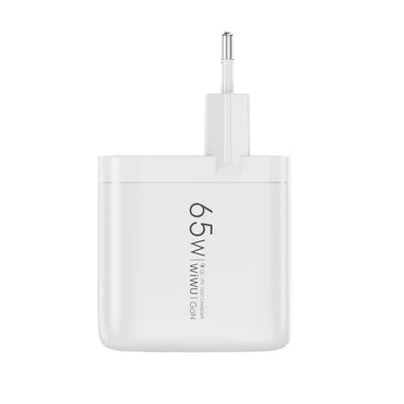 Wiwu Wi-U024 EU Series Dual Type-C PD &amp; USB-A GaN Technology Fast Charging Head 65W White