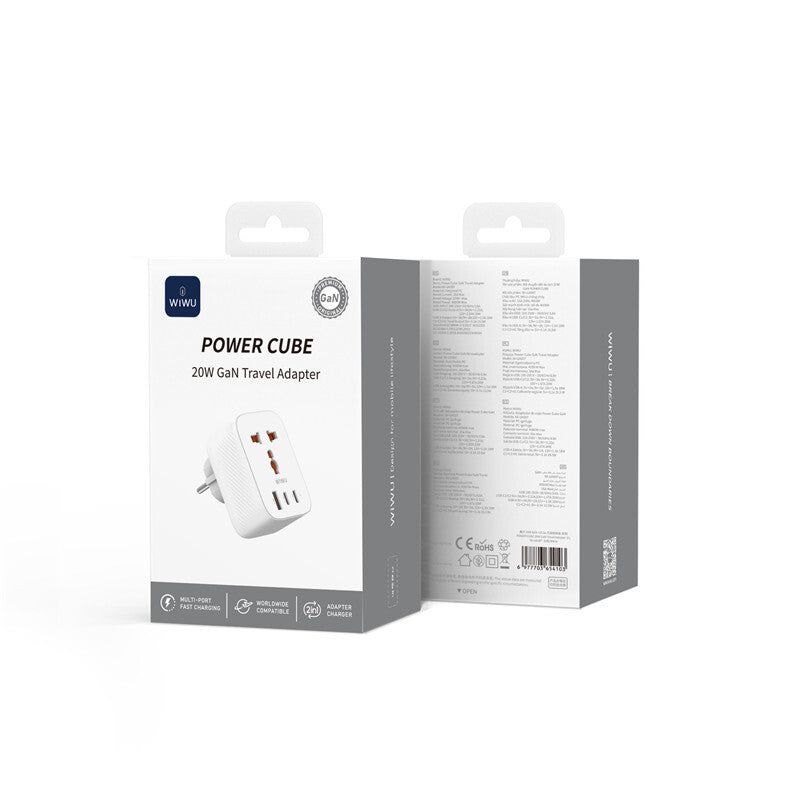 Wiwu Wi-UA007 GaN Tech PD Fast Charging Travel Charger 20W White