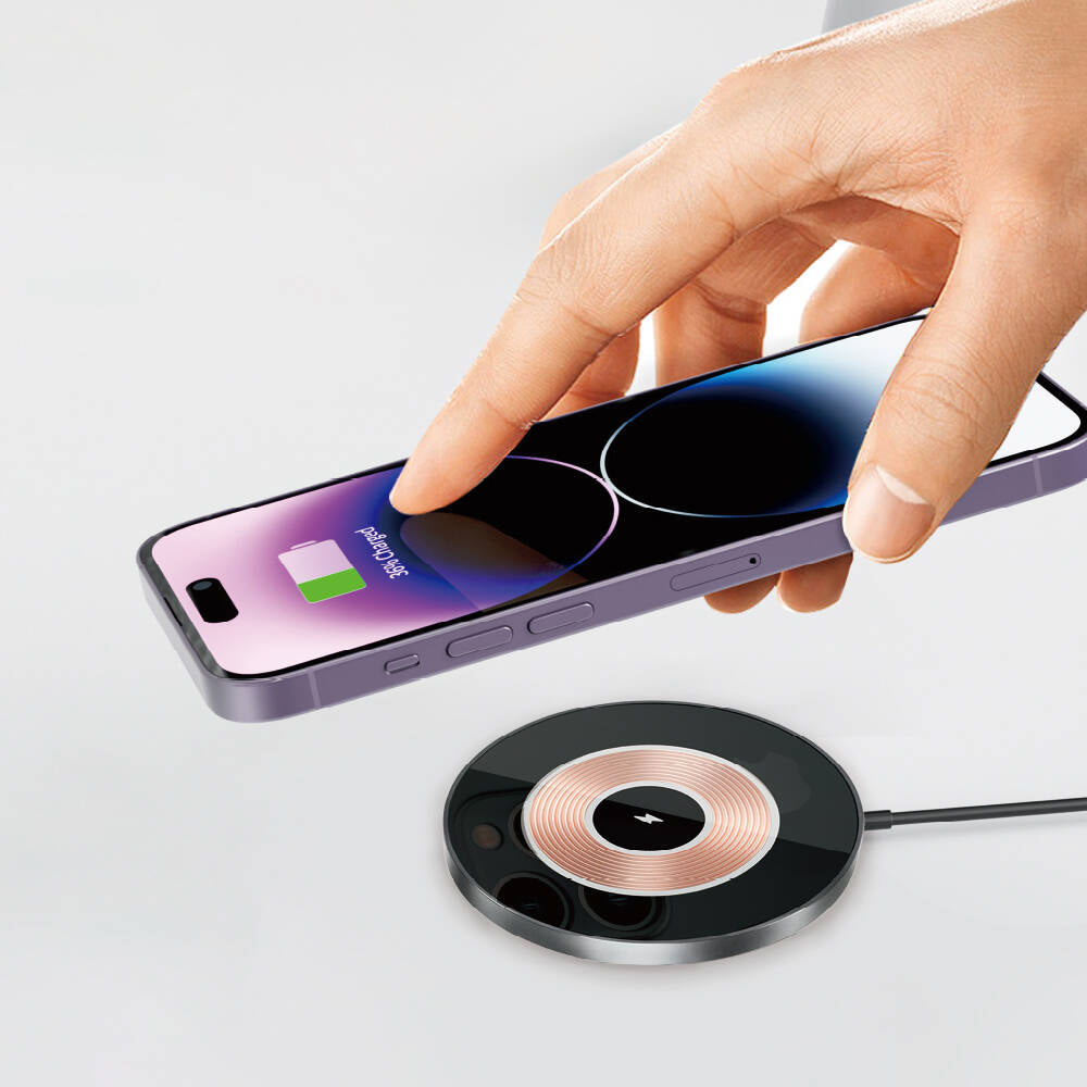 Wiwu Wi-W007 15W Hızlı Şarj Özellikli M-safe PD Wireless Şarj Aleti Gri