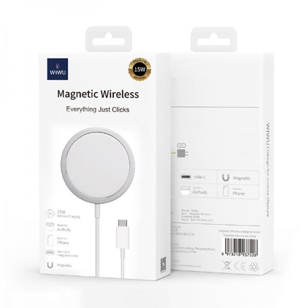 Wiwu Wi-W009 Interstellar 15W Hızlı Şarj Özellikli M-safe PD Wireless Şarj Aleti Gri
