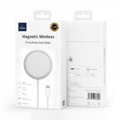 Wiwu Wi-W009 Interstellar 15W Hızlı Şarj Özellikli M-safe PD Wireless Şarj Aleti Gri