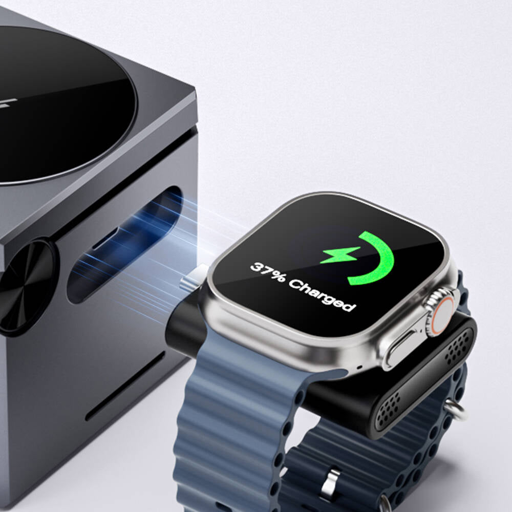 Wiwu Wi-W030 Small Square Cube Design 15W 3in1 Wireless Charging Stand for Phones &amp; Smartwatches &amp; Headphones Gray 