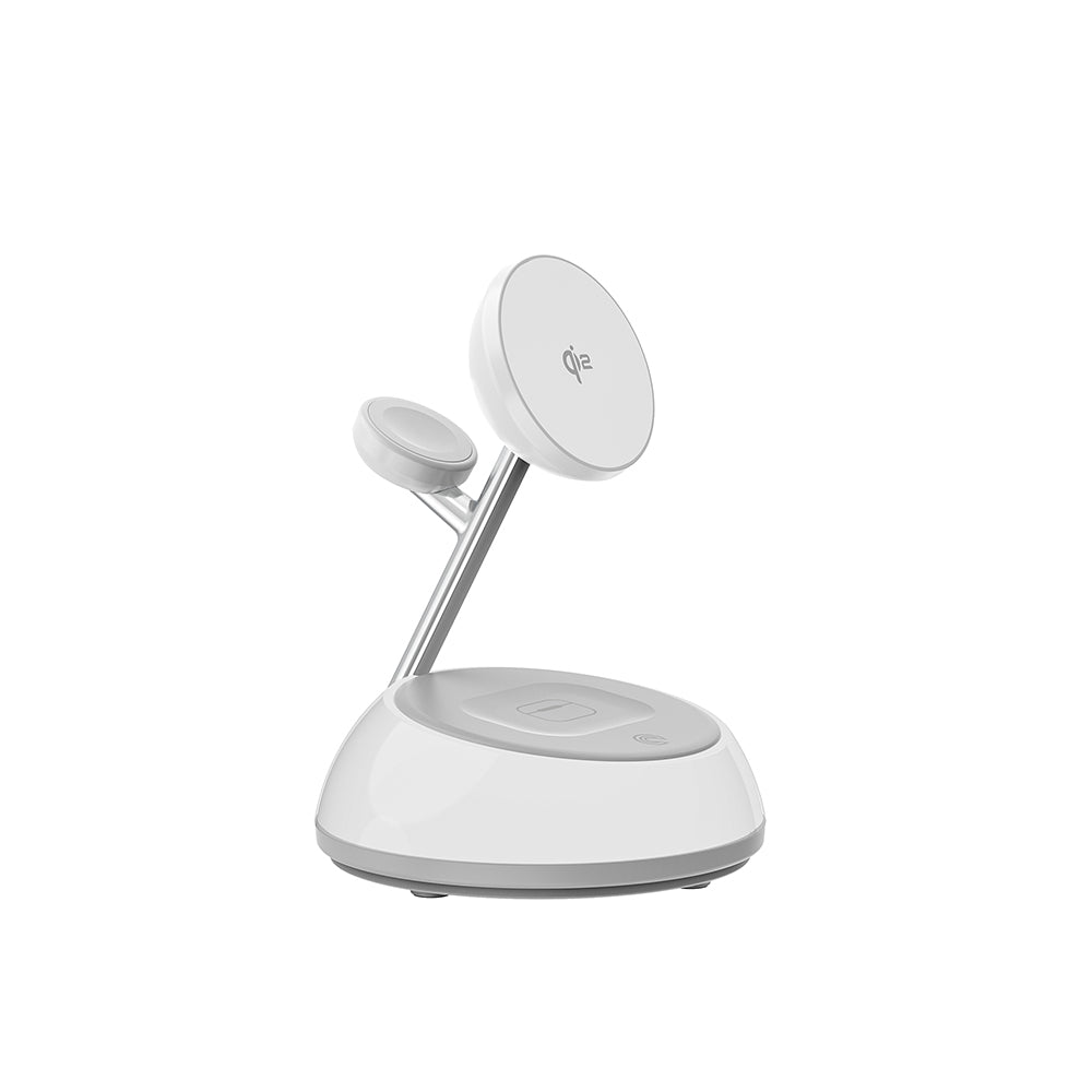 Wiwu Wi-W036 Qi2 3 in 1 Magnetic Fast Charging Wireless Charging Stand with Ambient Light 15W White