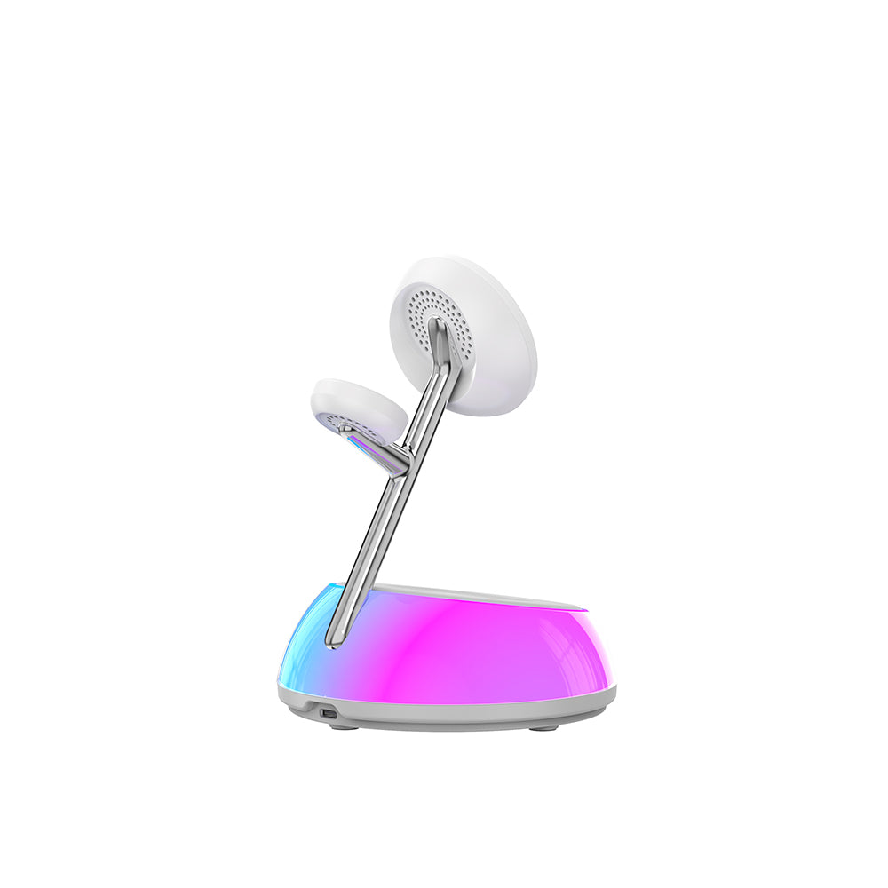 Wiwu Wi-W036 Qi2 3 in 1 Magnetic Fast Charging Wireless Charging Stand with Ambient Light 15W White
