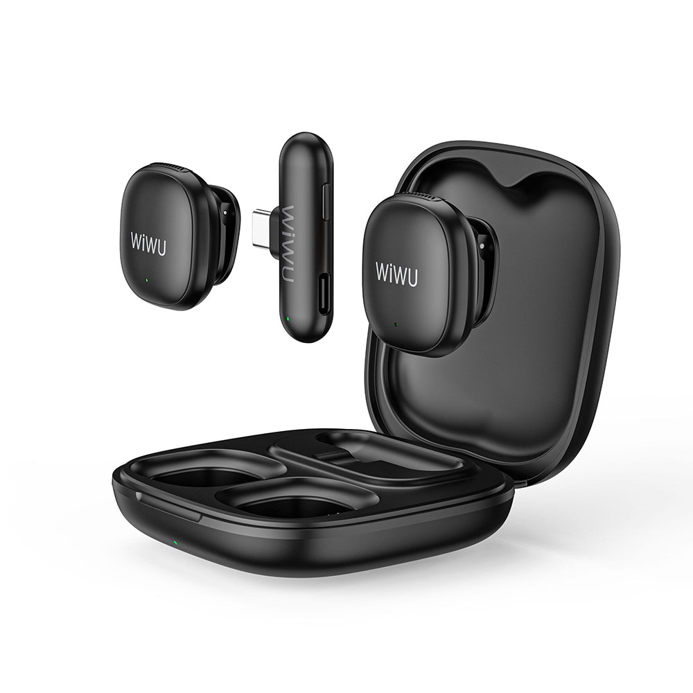 Wiwu Wi-WM006 2in1 Type-C Port Artificial Intelligence Supported ANC Featured Wireless Lavalier Microphone Black
