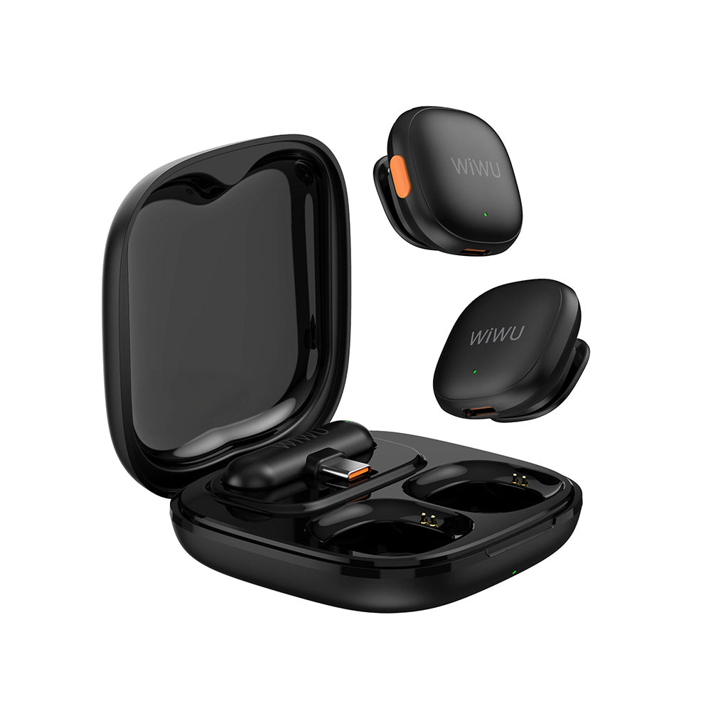 Wiwu Wi-WM006 2in1 Type-C Port Artificial Intelligence Supported ANC Featured Wireless Lavalier Microphone Black