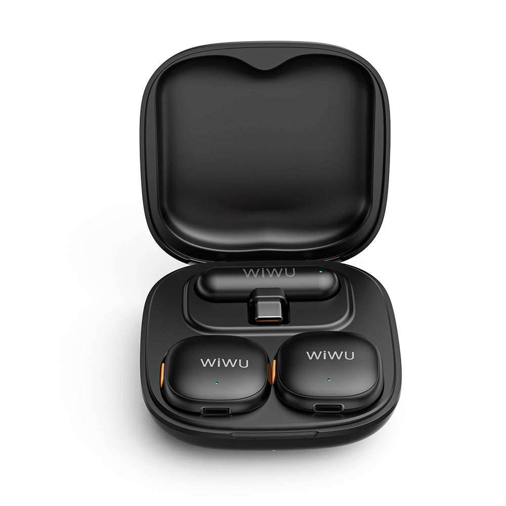 Wiwu Wi-WM006 2in1 Type-C Port Artificial Intelligence Supported ANC Featured Wireless Lavalier Microphone Black