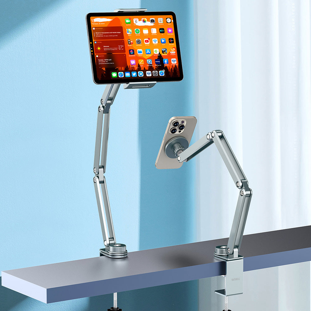 Wiwu Wi-ZM001 Adjustable Movable Head 360° Rotatable Metal Phone and Tablet Holder Gray 