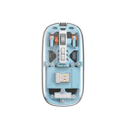 Wiwu WM105 Crystal RGB Led Işıklandırmalı Şeffaf Tasarım Mouse Mavi